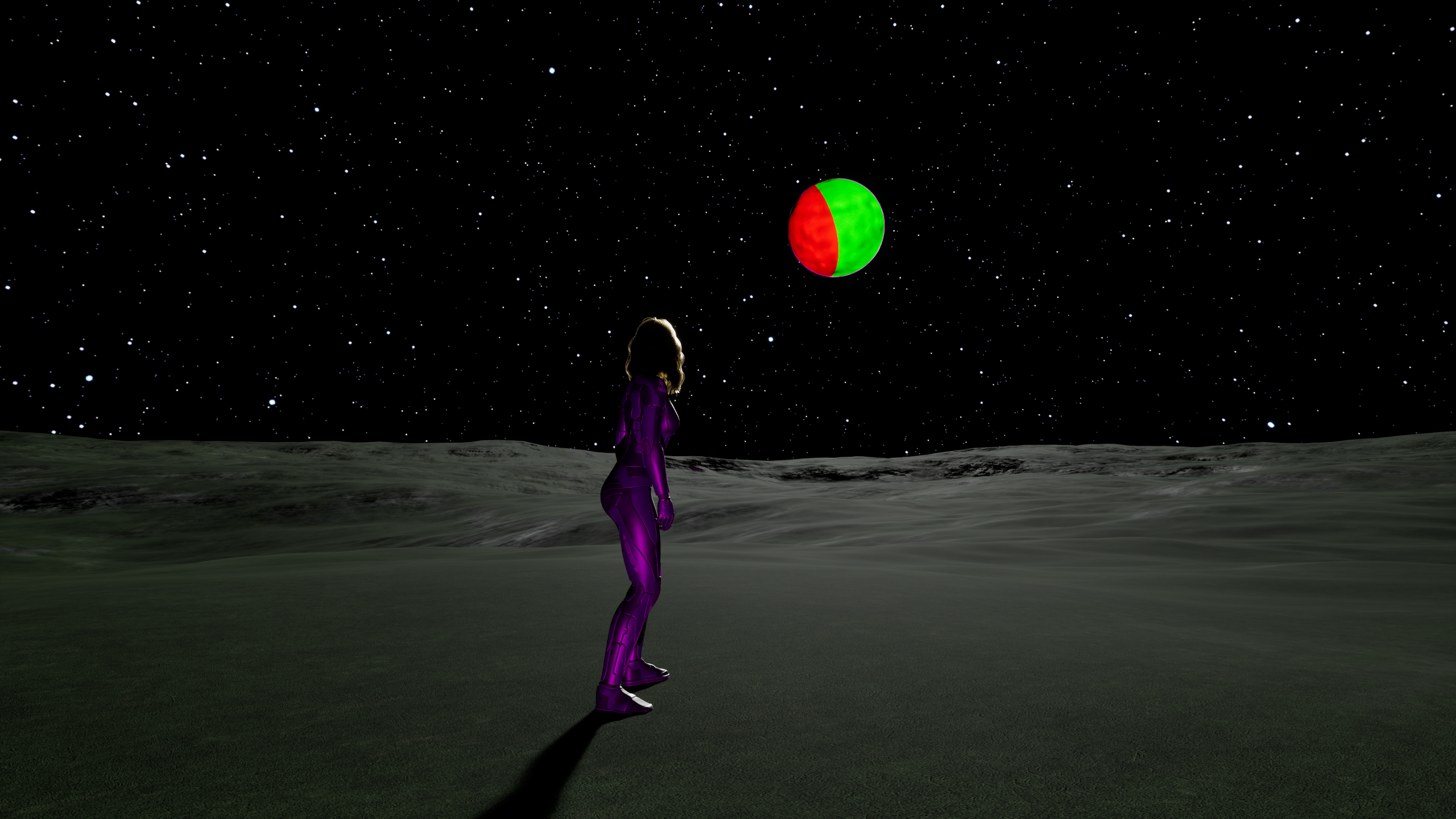 Diagnostic mode showing the curved eclipse and self-occlusion boundary.